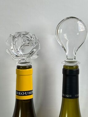 Pair of Clear Crystal Wine Bottle Stoppers